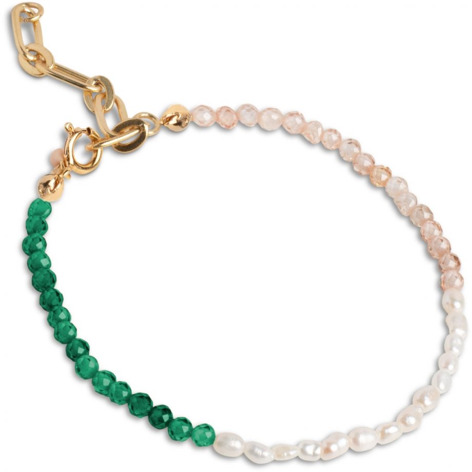 Gabriella bracelet - Green peach and pearl