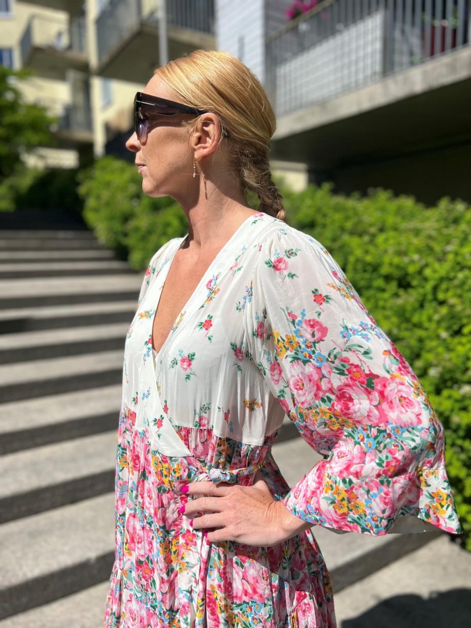 Satin Wrap Dress - Flowers