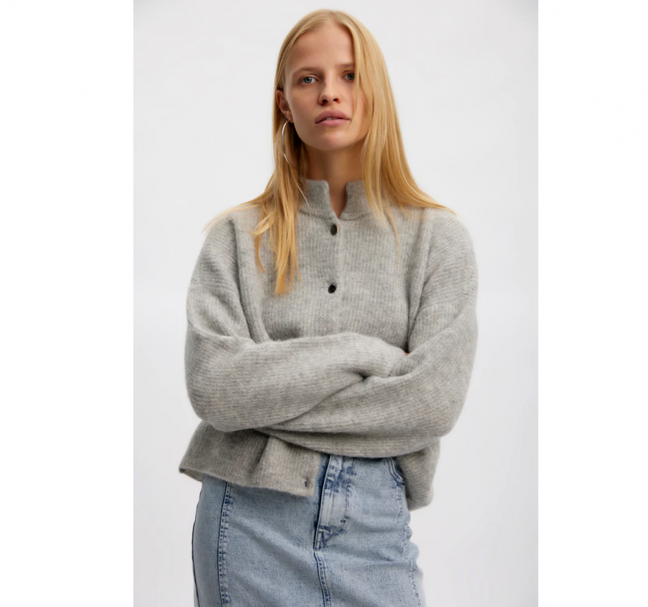 Alpha short cardigan - Light grey melange