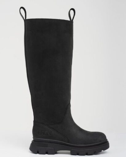 High leather boot - New black