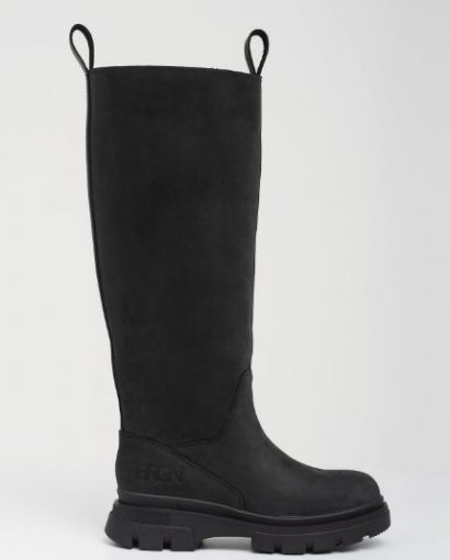 High leather boot - New black