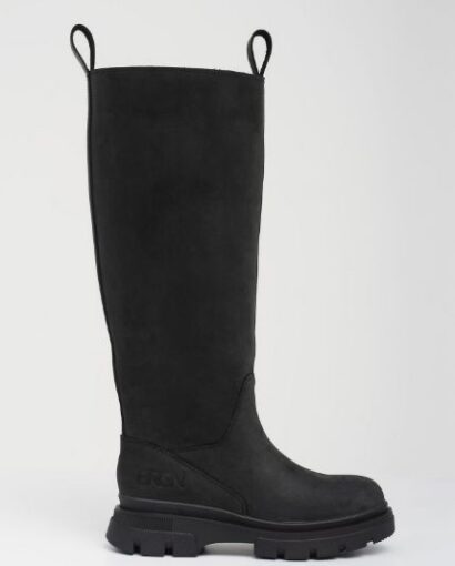 High leather boot - New black