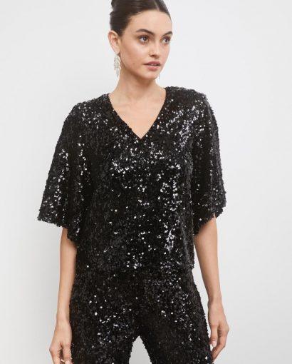 Tony sequin top - Black