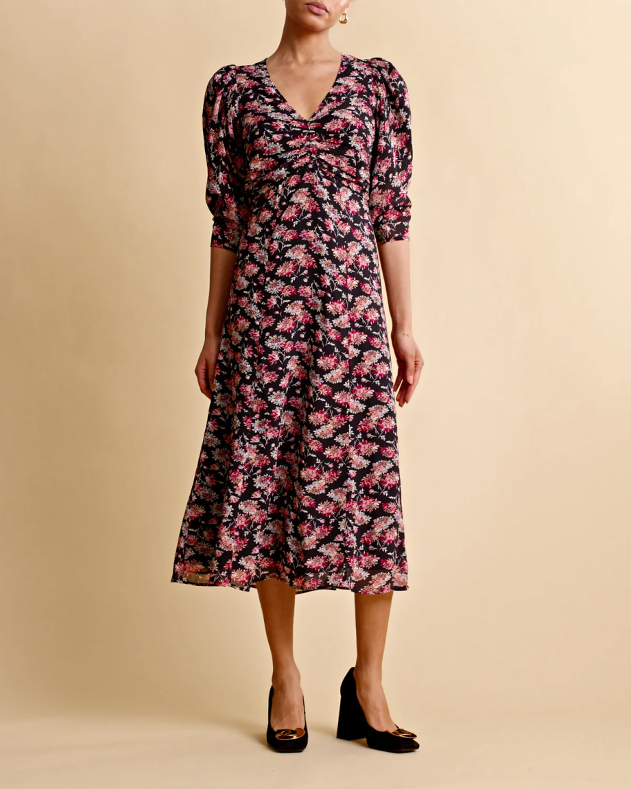 Spring midi dress - Red flora