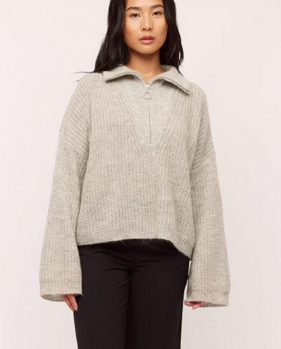 Florie zip knit - Grey melange