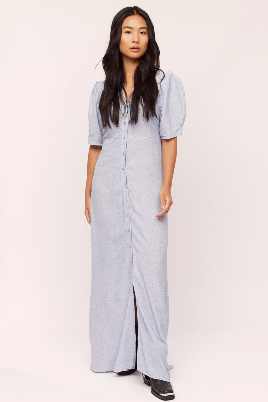 Ellen long dress - Blue petite flower