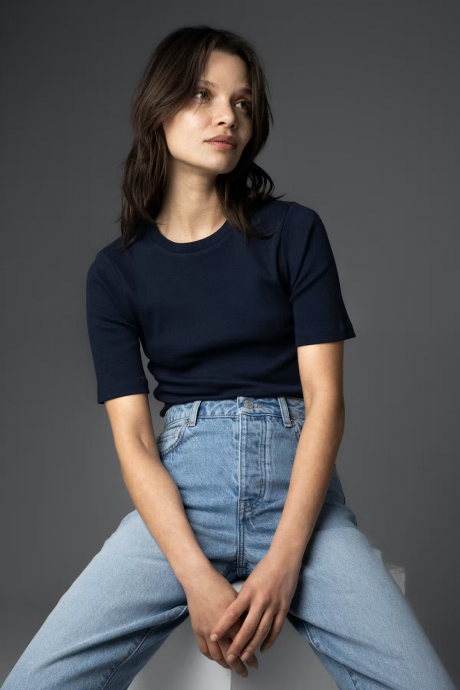 Pippa rib tee - Navy