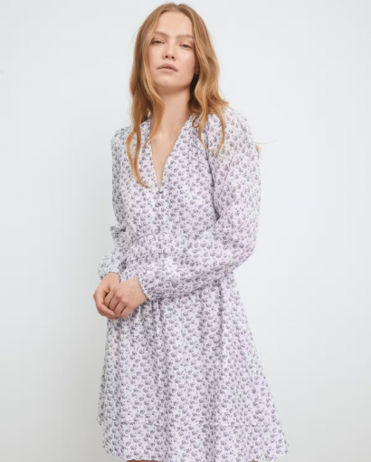 Lea dress - White lupin print