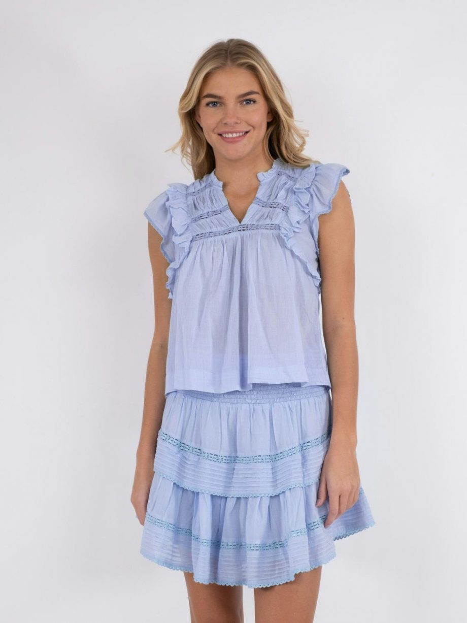 Jayla S Voile Top - Light Blue