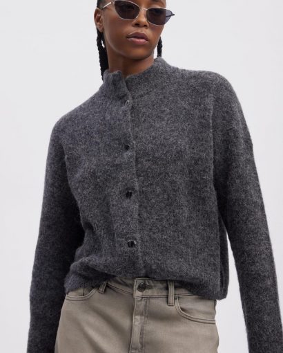 Alpha short cardigan - Charcoal melange