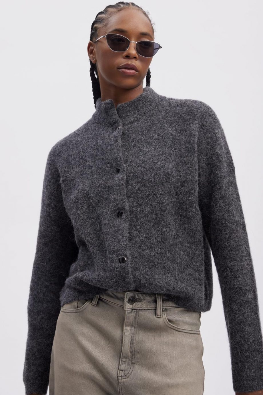 Alpha short cardigan - Charcoal melange