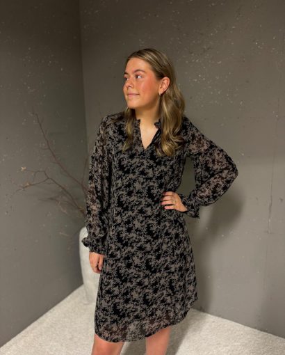 Botella dress - Black contrast flower