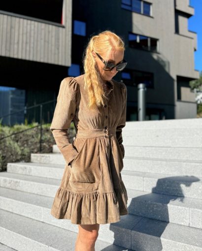 Corduroy Mini Dress - Olive