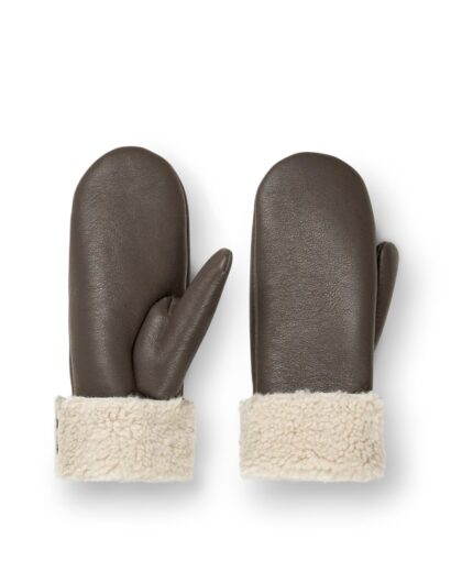 Faux shearling mittens - Major brown