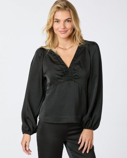 Istana heavy sateen blouse - Black