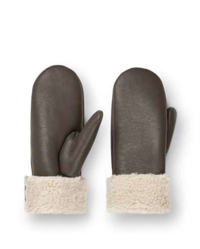 Faux shearling mittens - Major brown