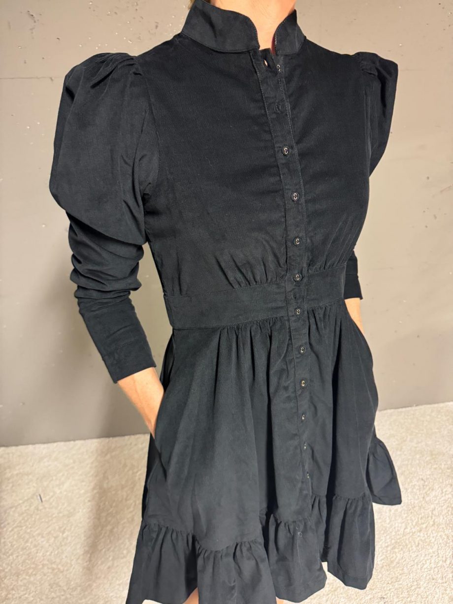 Baby Cord Mini Dress - Black
