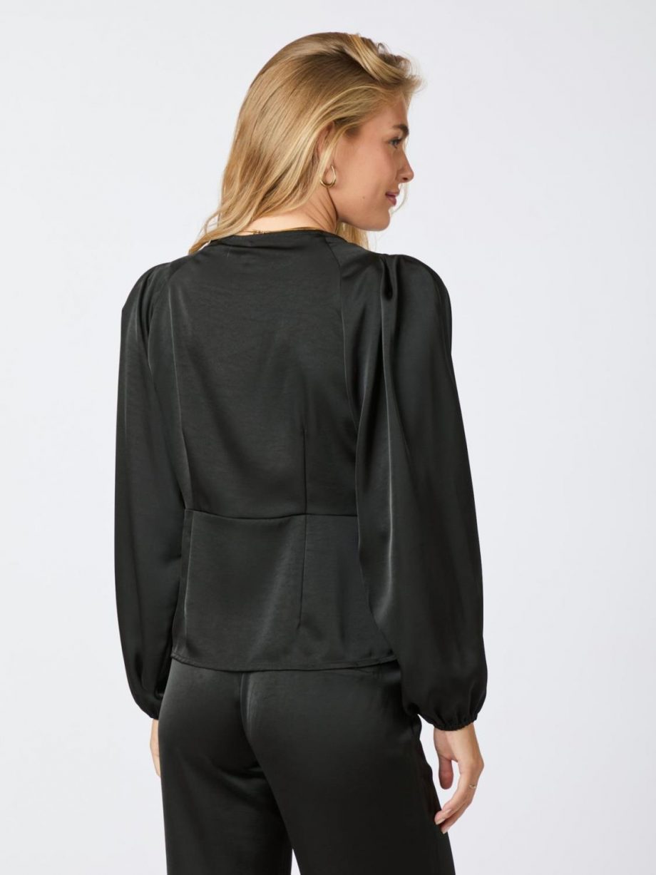 Istana heavy sateen blouse - Black