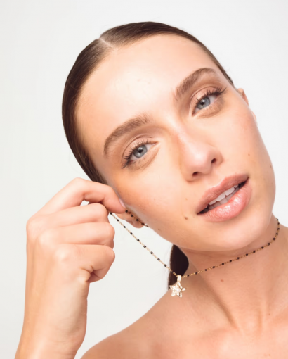 The Black Bead necklace - Gold