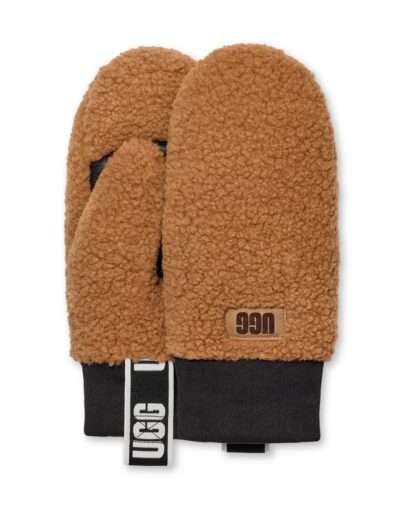UGGFluff Mitten With Logo  - Chestnut