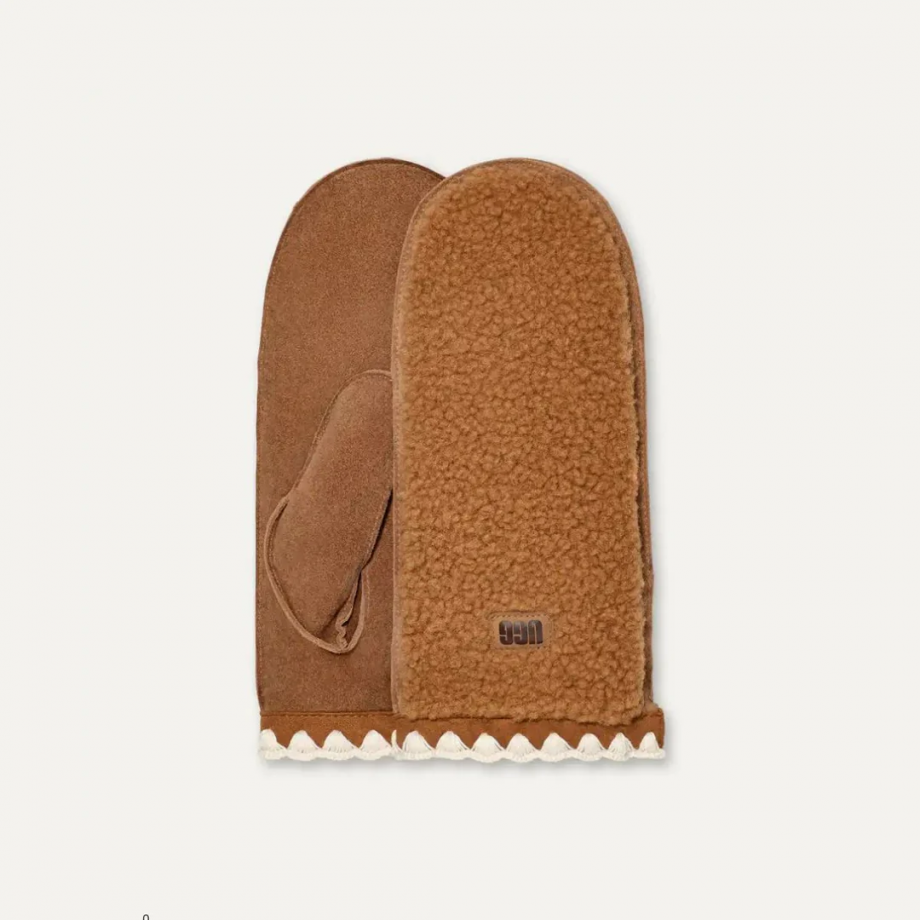 UGGfluff Scalloped Mitten - Chestnut