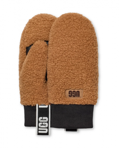 UGGFluff Mitten With Logo  - Chestnut