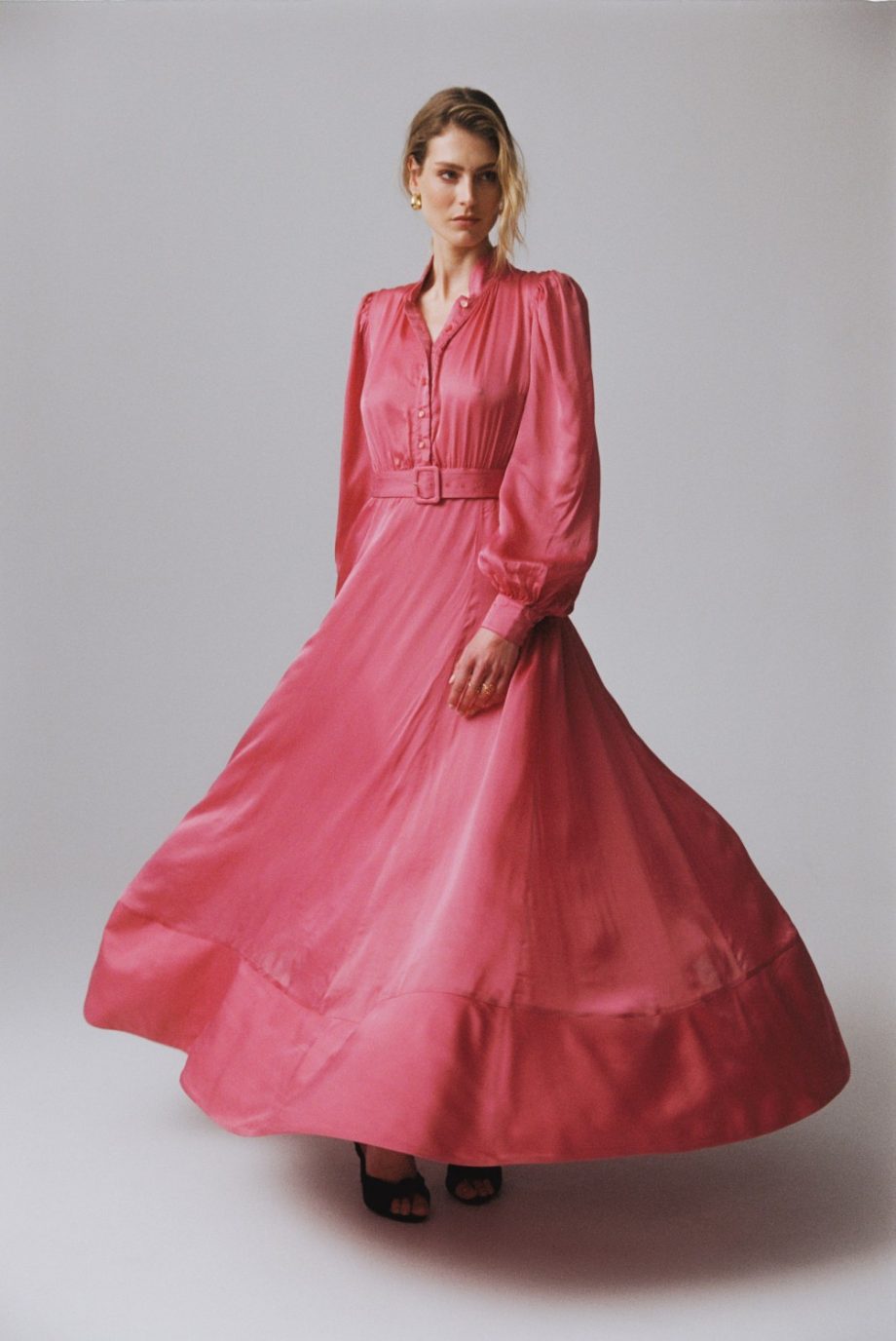 Organza maxi dress - Raspberry