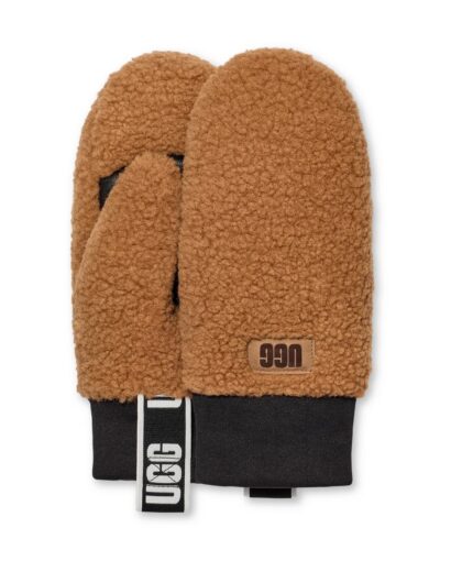 UGGFluff Mitten With Logo  - Chestnut