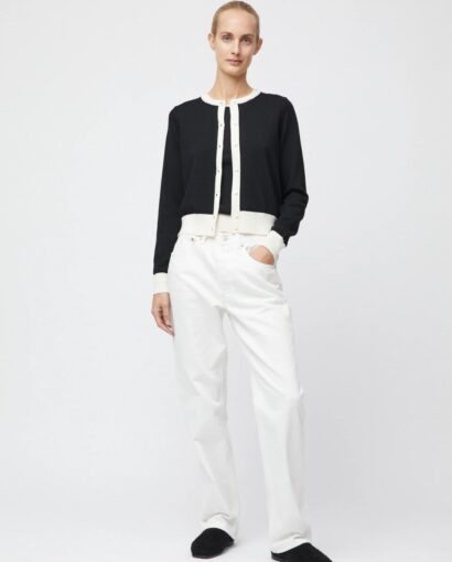 Classic merino cardigan - Black/cream