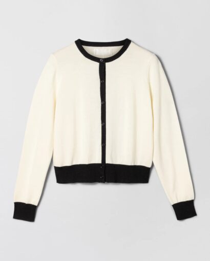 Classic merino cardigan - Cream/black