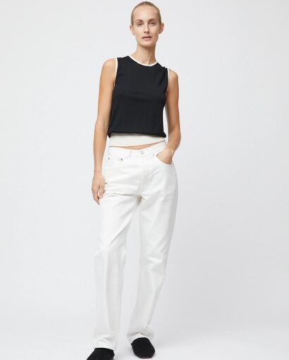Classic merino tank - Black/cream