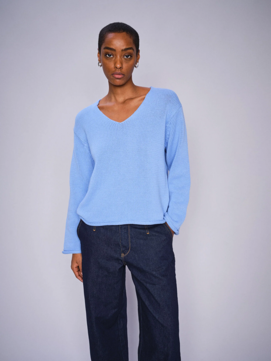 Bine LS V-neck knit - Hydrangea