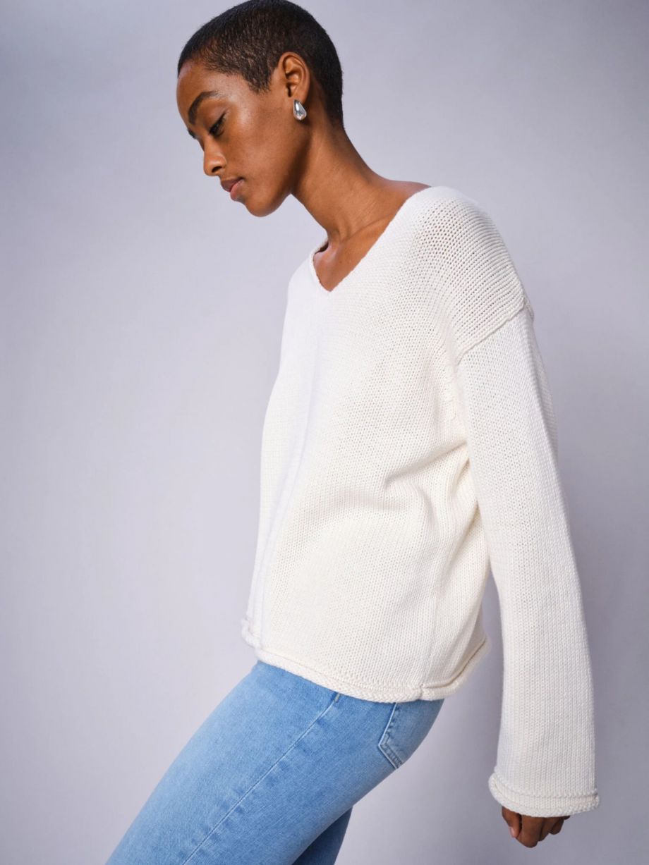 Bine LK V-neck knit - Ecru