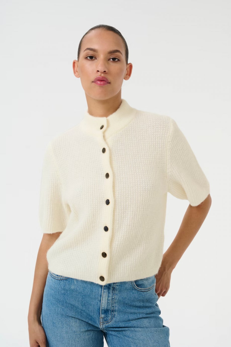 Alpha ss short cardigan - Ivory