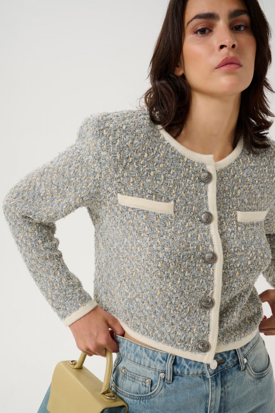 Nalin cardigan - Blue/white structure
