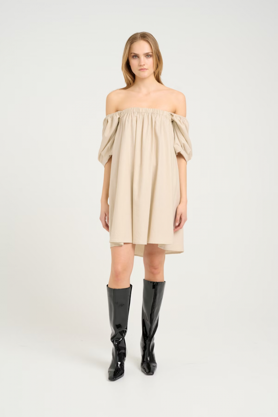 Elarah linen short dress - Ancient scroll