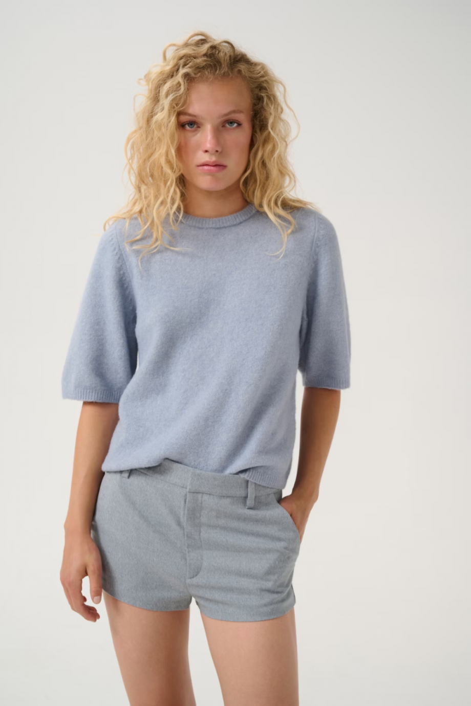 Alpha ss tee - Grey blue melange