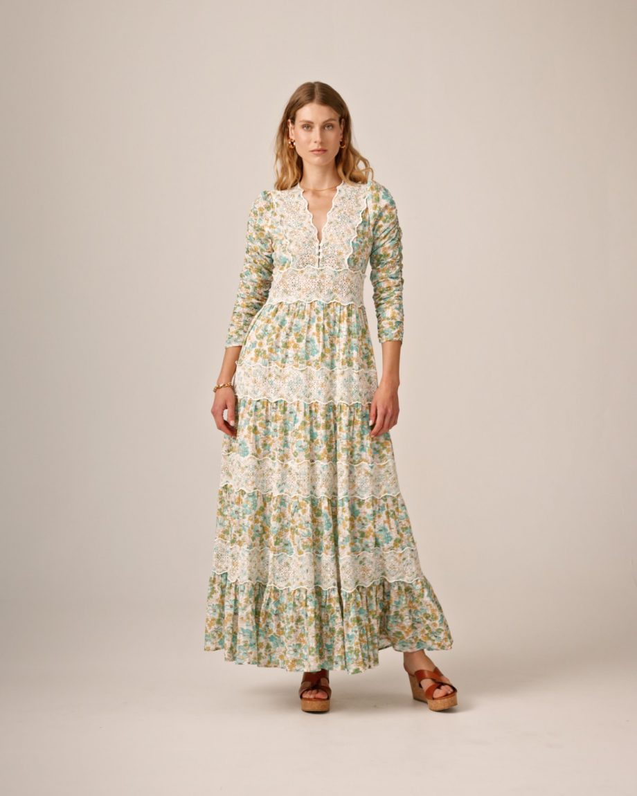Cotton slub maxi dress - Anemone fields