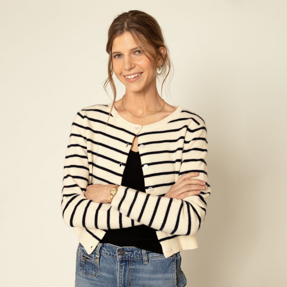Astrid cardigan - Cream/navy