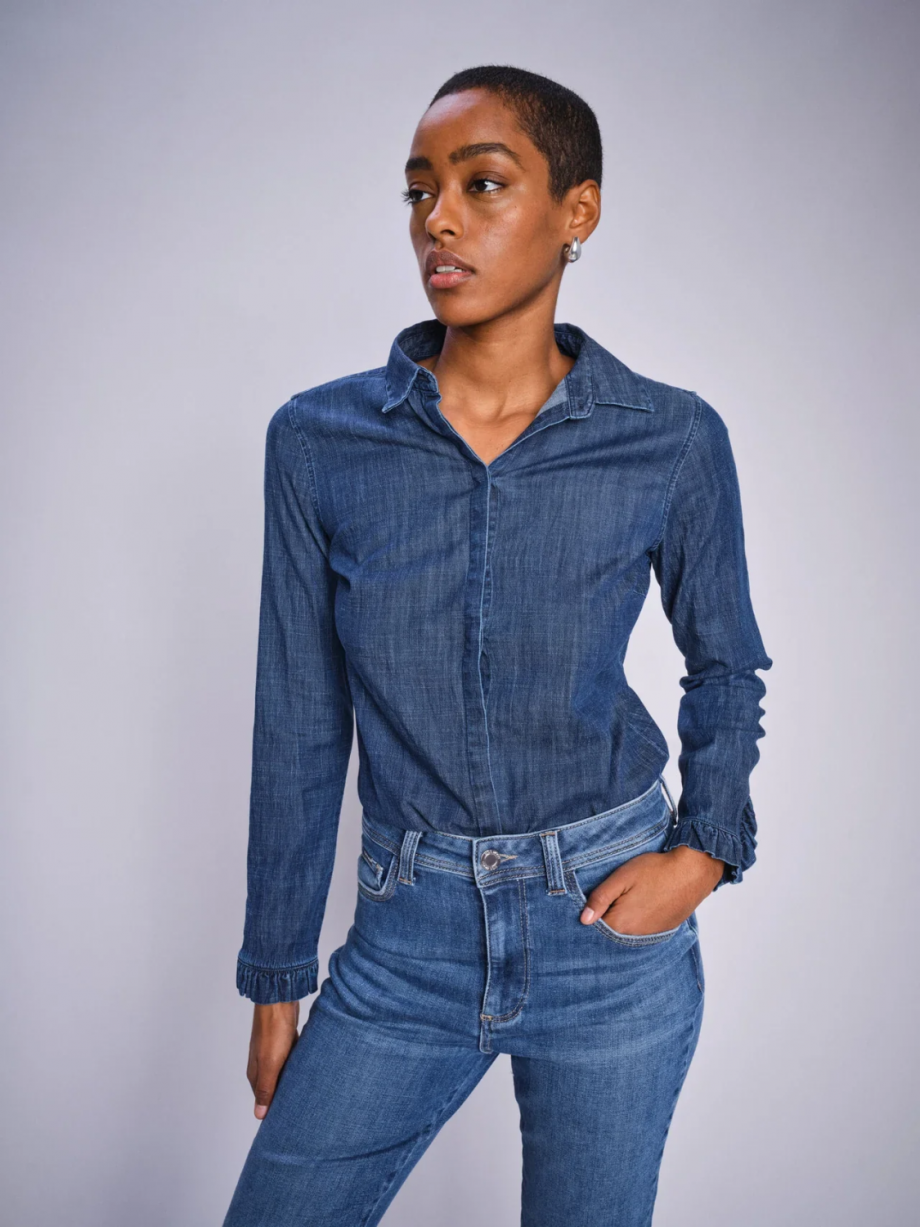 Mattie flip denim shirt - Dark blue