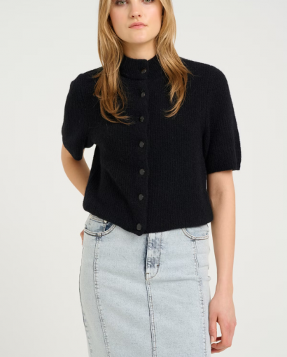 Alpha ss short cardigan - Black