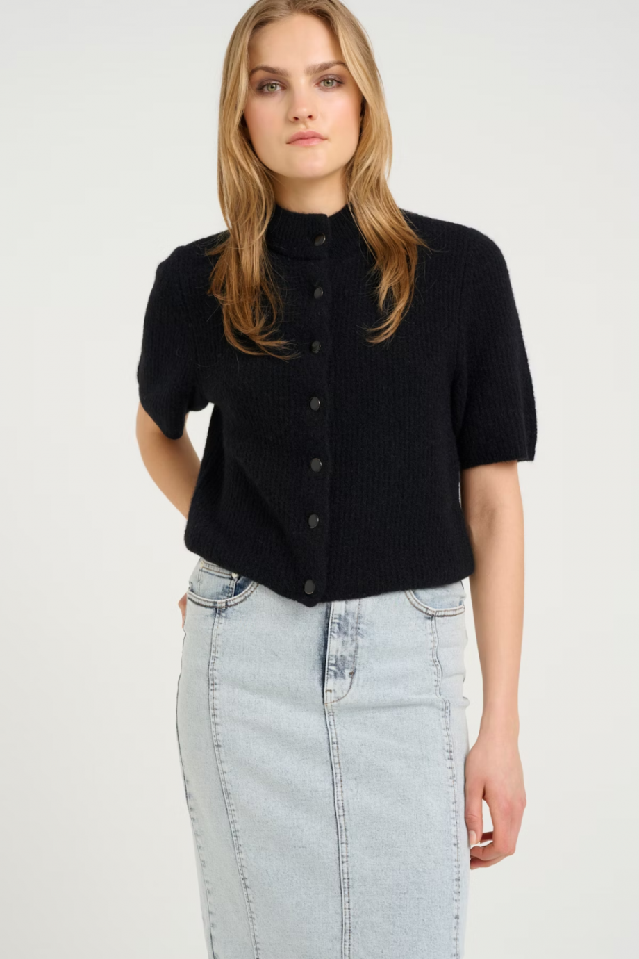 Alpha ss short cardigan - Black