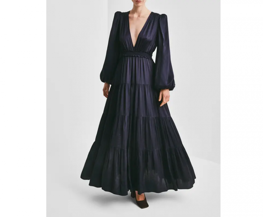 Satin maxi dress - Dark blue