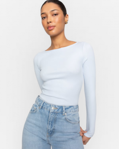 Petronella rib boatneck - Light blue
