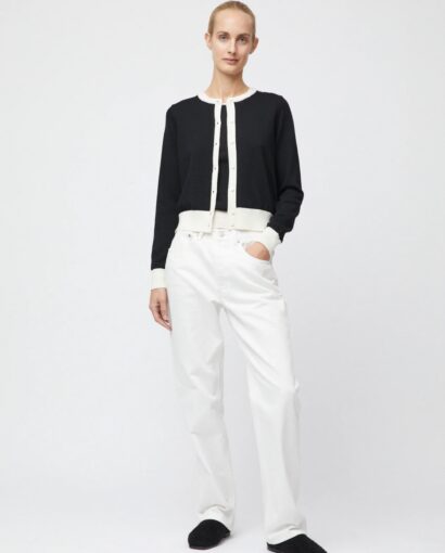 Classic merino cardigan - Black/cream