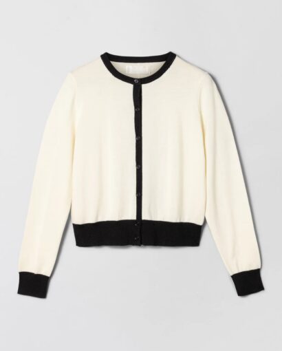 Classic merino cardigan - Cream/black