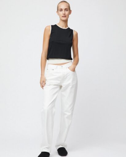 Classic merino tank - Black/cream