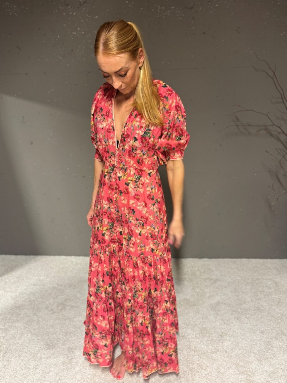 Cotton party maxi dress - Crush