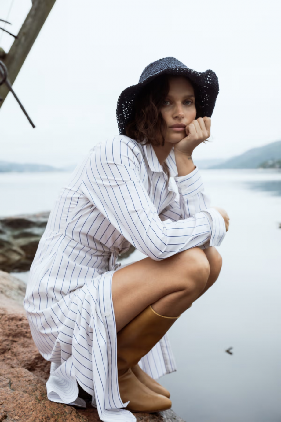 Livia dress - Creme stripe