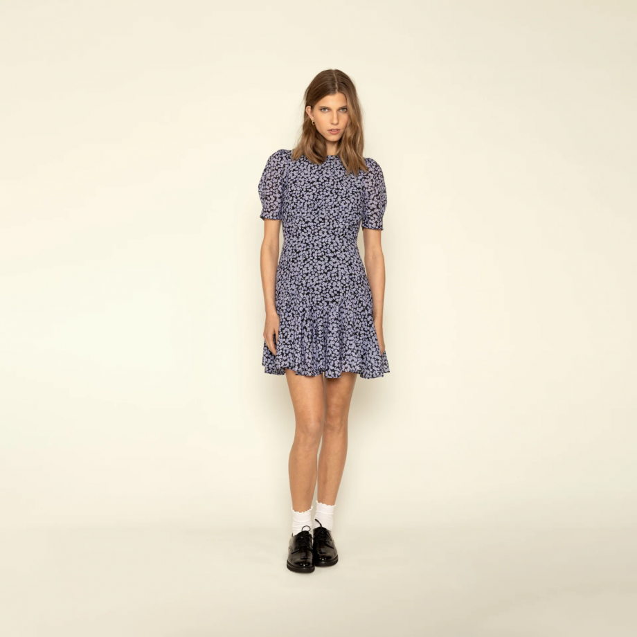 Emma retro flower dress - Black